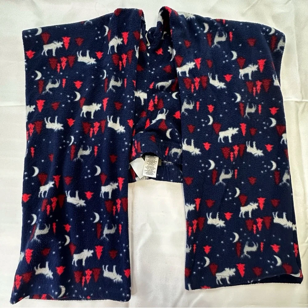 Eddie Bauer blue red fleece pajama set boys‎ M 10-12 moose winter trees